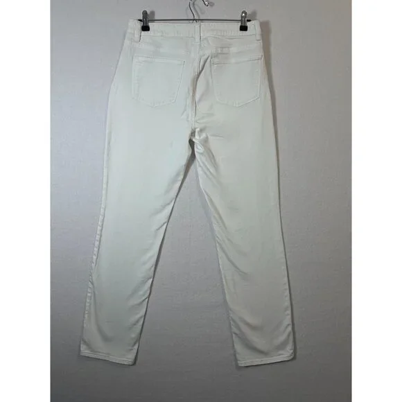 Talbots Womens White Heritage Straight-Leg Pants Size 10 Cotton Blend - Picture 3 of 15